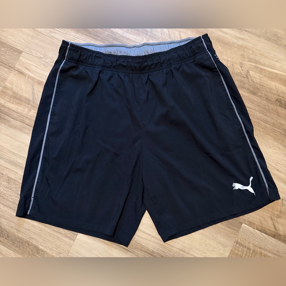 Puma Men's Black and Gray Athletic Shorts